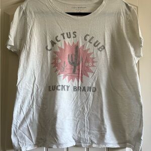 Lucky Brand White Tee with Pink Cactus Graphic
